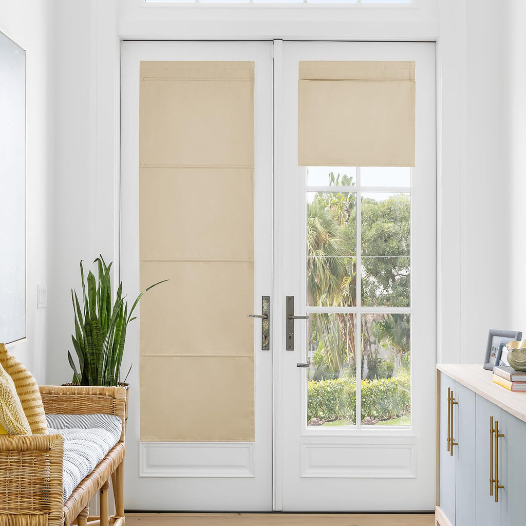 Biscotti Beige No Drill Magnetic Door Roman Curtain for Window