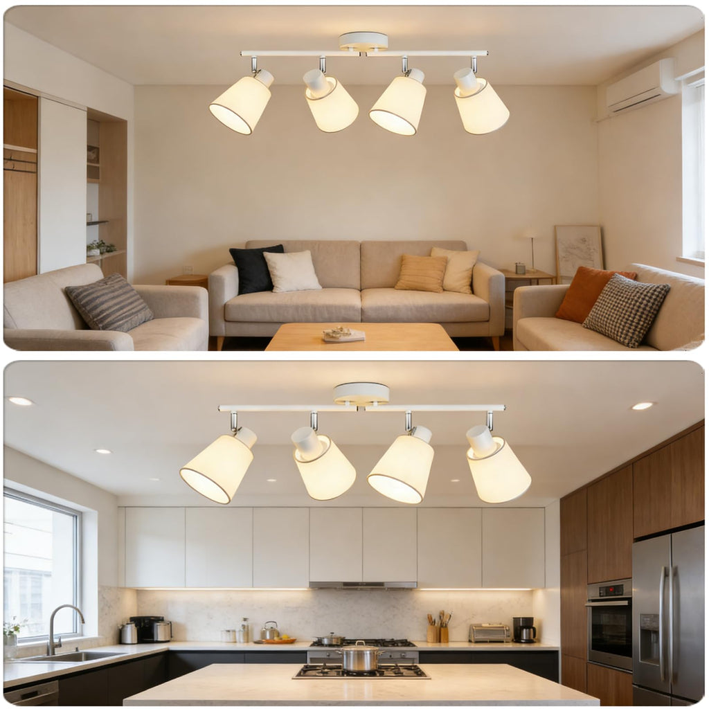 White Track Lighting Ceiling, Fabric Shade Spotlight, E26