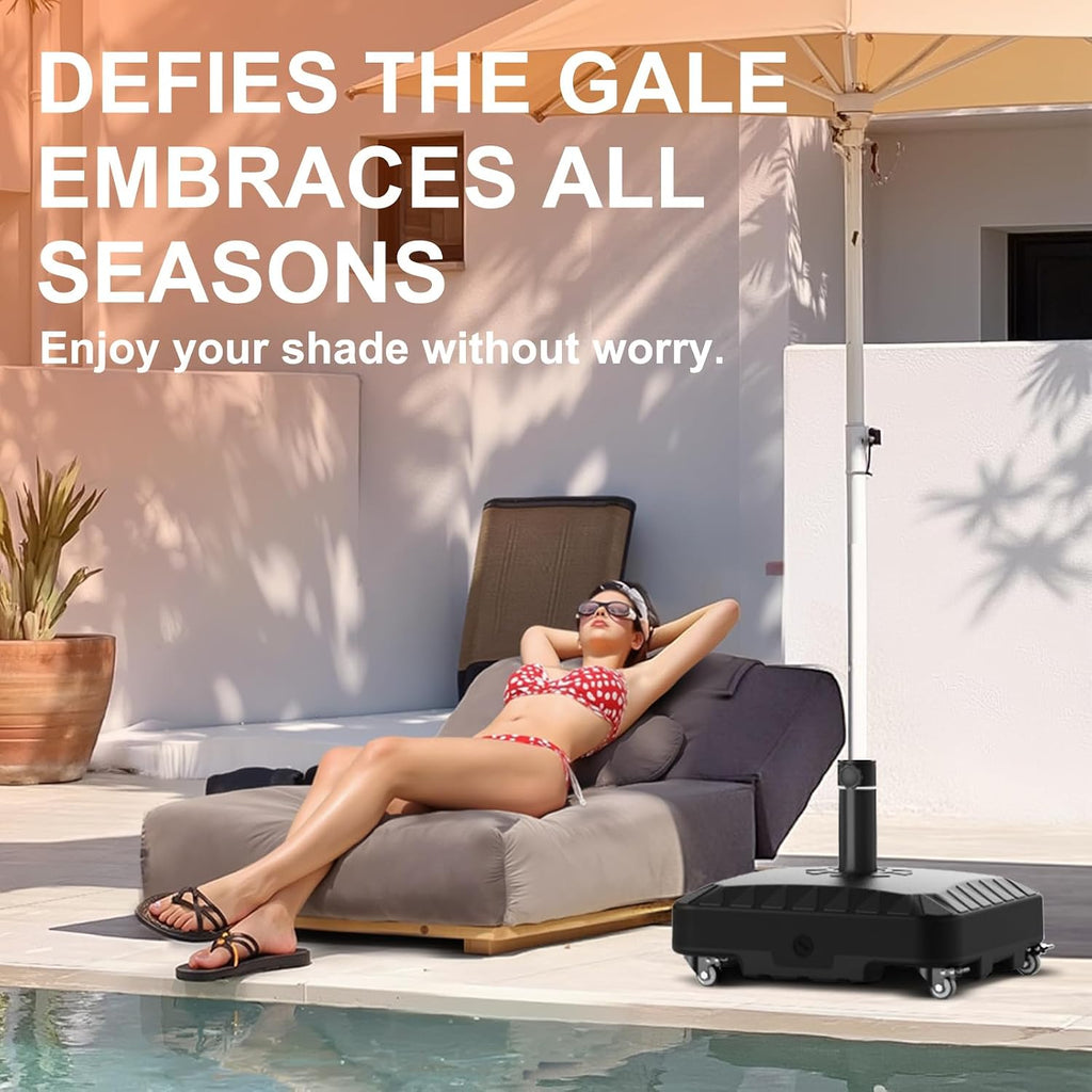 Premium Patio Umbrella Base with Wheels, 120lbs Weighted Umbrella Stand Outdoor Base, Heavy Duty Umbrella Base