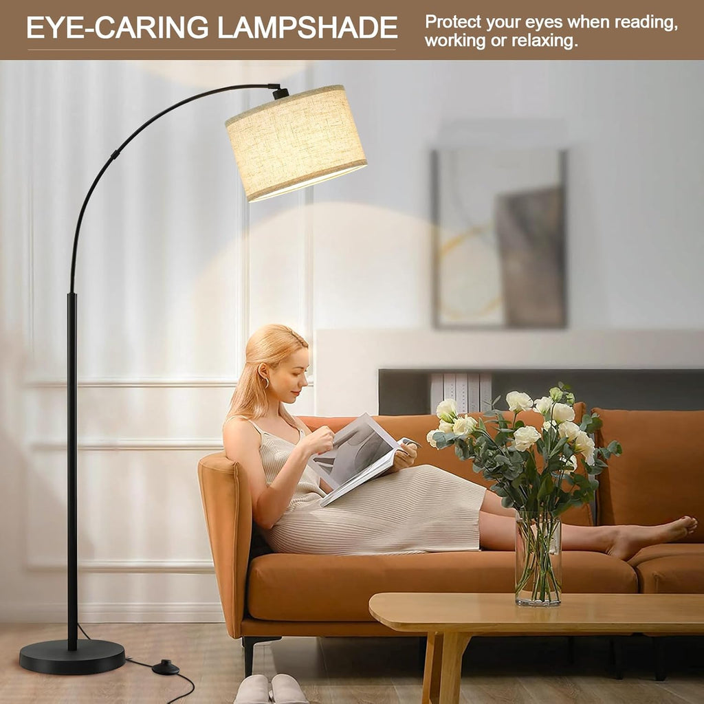 71" Arc Floor Lamps, Standing Lamp with Adjustable Head, Tall Pole Lamp with Foot Switch, Arched Reading Light