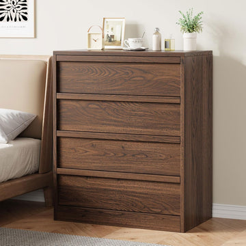 4 Drawers Nightstand , Wooden Small Bedside Table Cabinet with Large Storage & Anti-Tip Device, Modern End Side Table