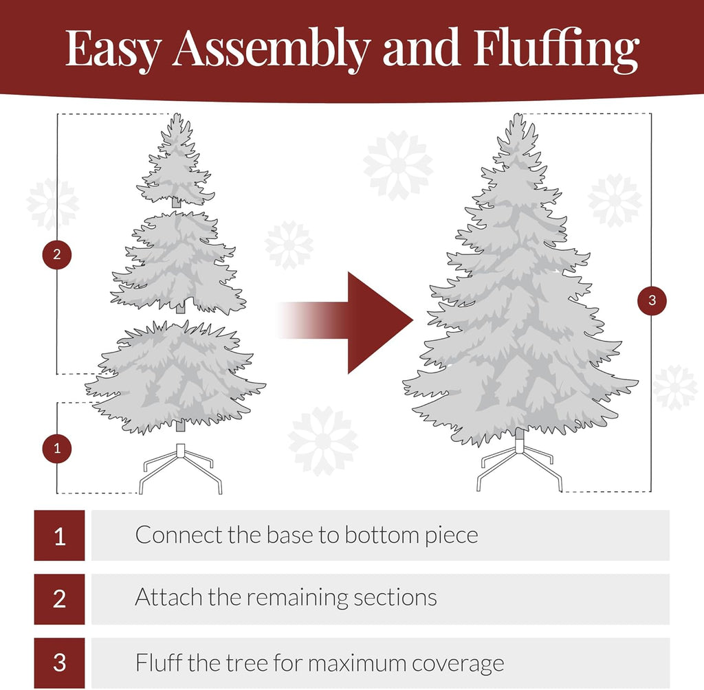 Pre-Lit Christmas Tree w/Twinkling LEDs, 4.5 to 9 ft, Premium Green Artificial Pine Lighted Holiday Decoration