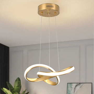 Modern LED Chandelier Contemporary Pendant Lighting Ring Light Fixture Gold with 4500K and 59in Height Adjustable