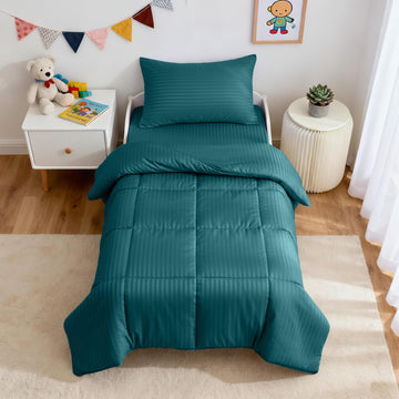 Toddler Bedding Set, Fits 55"x30" Toddler Beds, 4-Piece, Teal