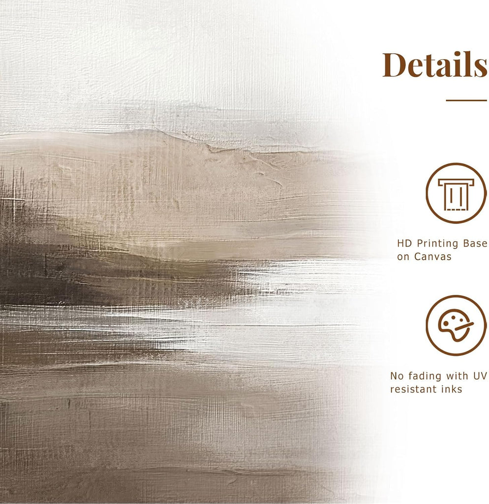 Neutral Abstract Framed Wall Art - Minimalist Modern Nordic Calm Canvas Print Set, Landscape Shapes Earth Tone