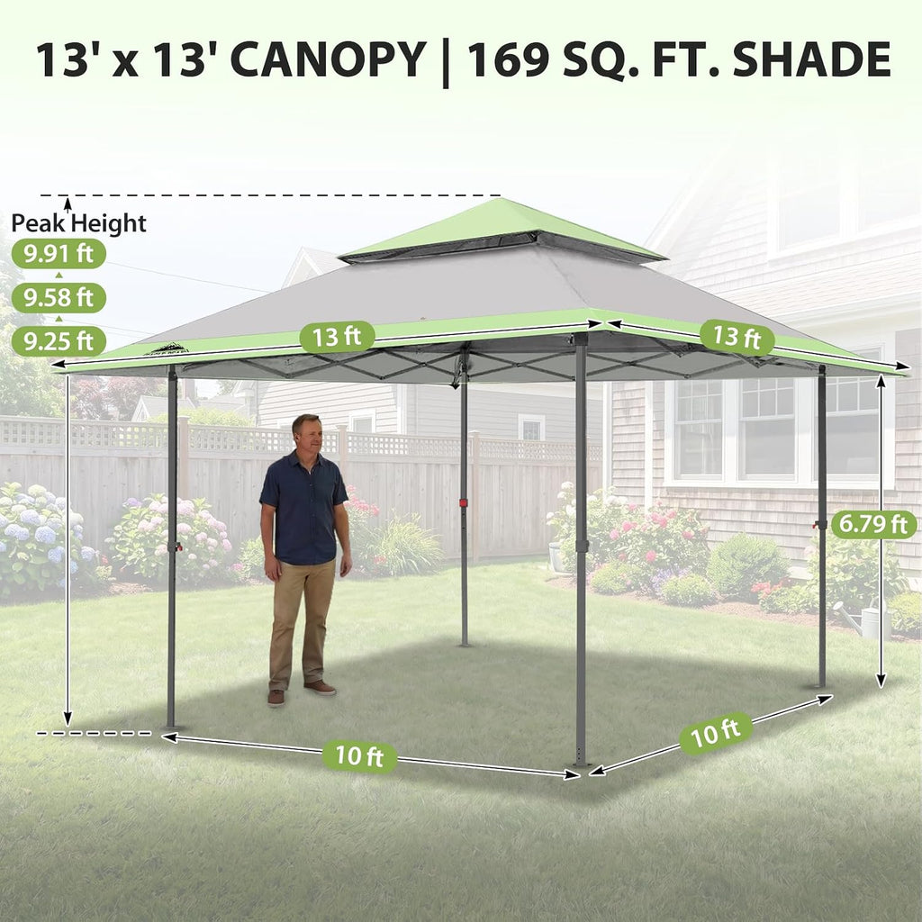 13x13 Straight Leg Pop Up Canopy Tent Instant Outdoor Canopy Easy Single Person Set up Folding Shelter w/Auto Extending