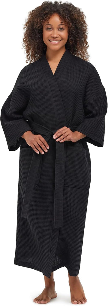 Square Waffle Spa Kimono Robe for Men or Women | Soft Lightweight Textured Fabric with Classic Kimono Design