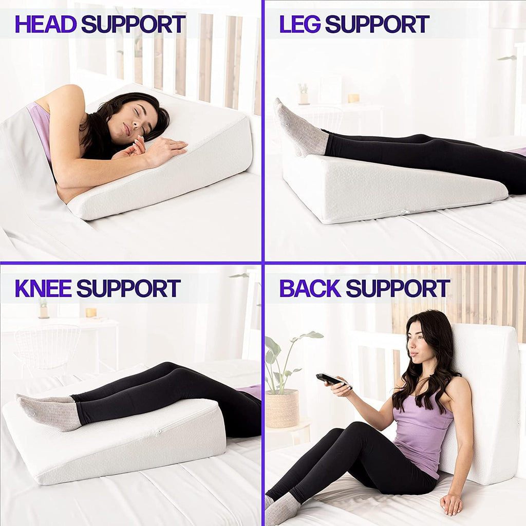 7.5" Wedge Pillow for Acid Reflux - Dr. Recommended Height, Luxurious 2" Memory Foam Pillow Wedge for Sleeping, GERD