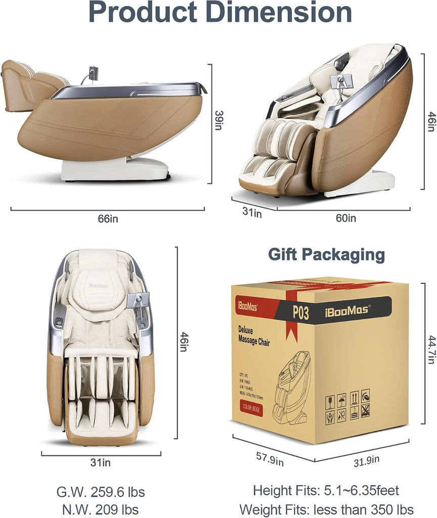 P03 4D Massage Chair Full Body, Zero Gravity Massage Chair Recliner with 55" SL Track, 30 Auto Programs, Airbag Mode