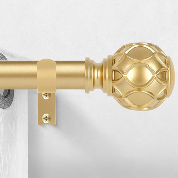 Gold Curtain Rods for Windows:Farmhouse Boho Decorative Curtain Rod for Bedroom Living Room,Heavy Duty Adjustable