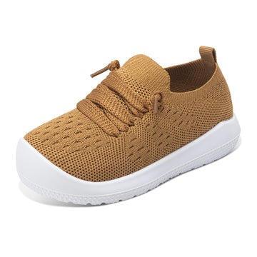 Baby Boys Girls Shoes Slip on Walking Sneakers Breathable Infant Tennis Shoes-1154 Brown 20