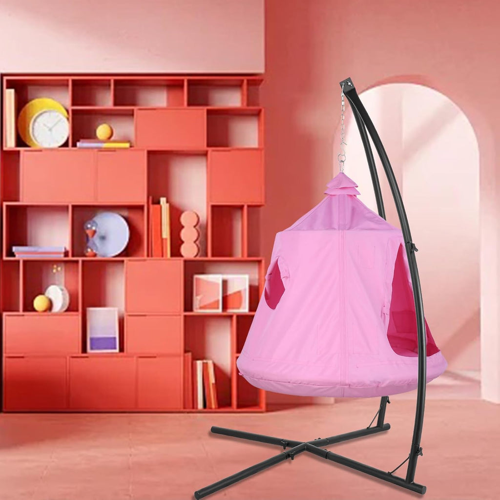 X-Shaped Hanging Tree Tent W/Swing Chair,Hammock Chair W/Stand | Canopy w/Steel Frame, Indoor Outdoor Egg Basket