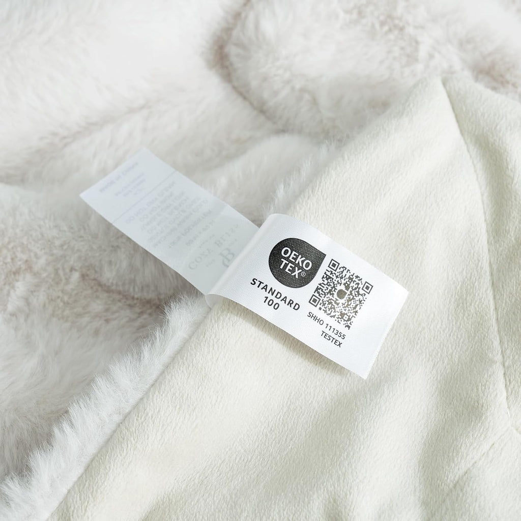 Deluxe Sheared Rabbit Faux Fur Throw Blanket, Soft Fuzzy High-Low Sculpted Plush Blanket, Cozy Home Accent, All