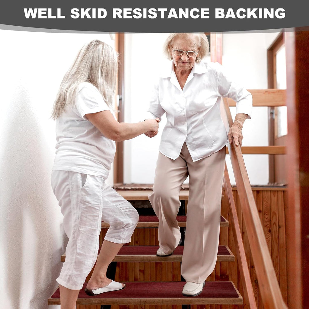 Stair Treads for Wooden Steps - Non Slip Stairs Carpet Tape Peel and Stick with Double Adhesive Tape Set of 15