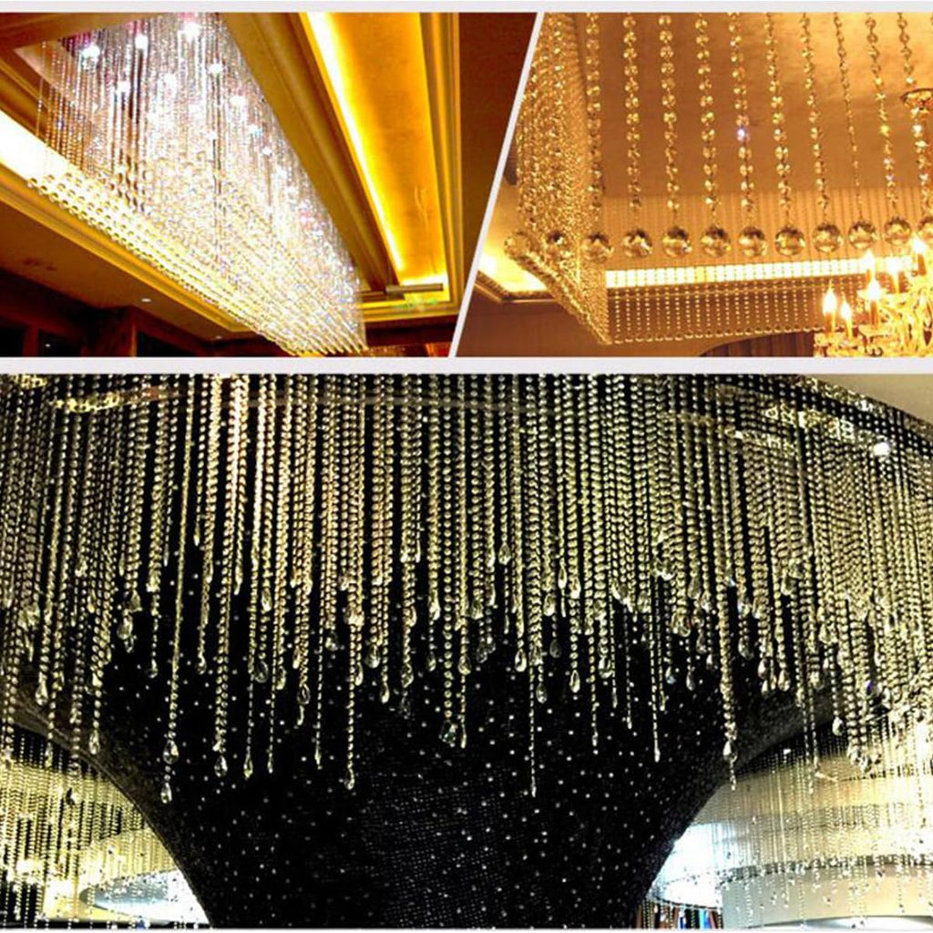 200Pcs/Set K9 Glass Crystal Garland Strands Hanging Chandelier Gem Bead Chain Refraction 14mm Clear Octagonal Beads