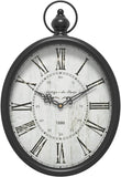 Menterry Oval Retro Wall Clock, Rustic Vintage Style, Black Antique Design