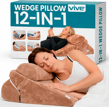 Bed Wedge Pillow for Sleeping - 12n1 For After Surgery, Sleep Apnea, Acid Reflux Relief - Headboard, Sit Up Triangle