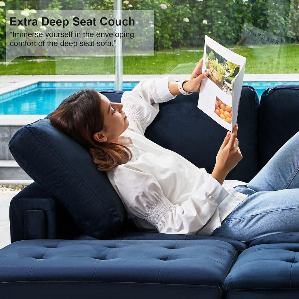 Velvet Modular Sectional Sofa Convertible Sectional Sofa Couch with Reversible Chaise L Shaped 4 Seater Corner Sofa