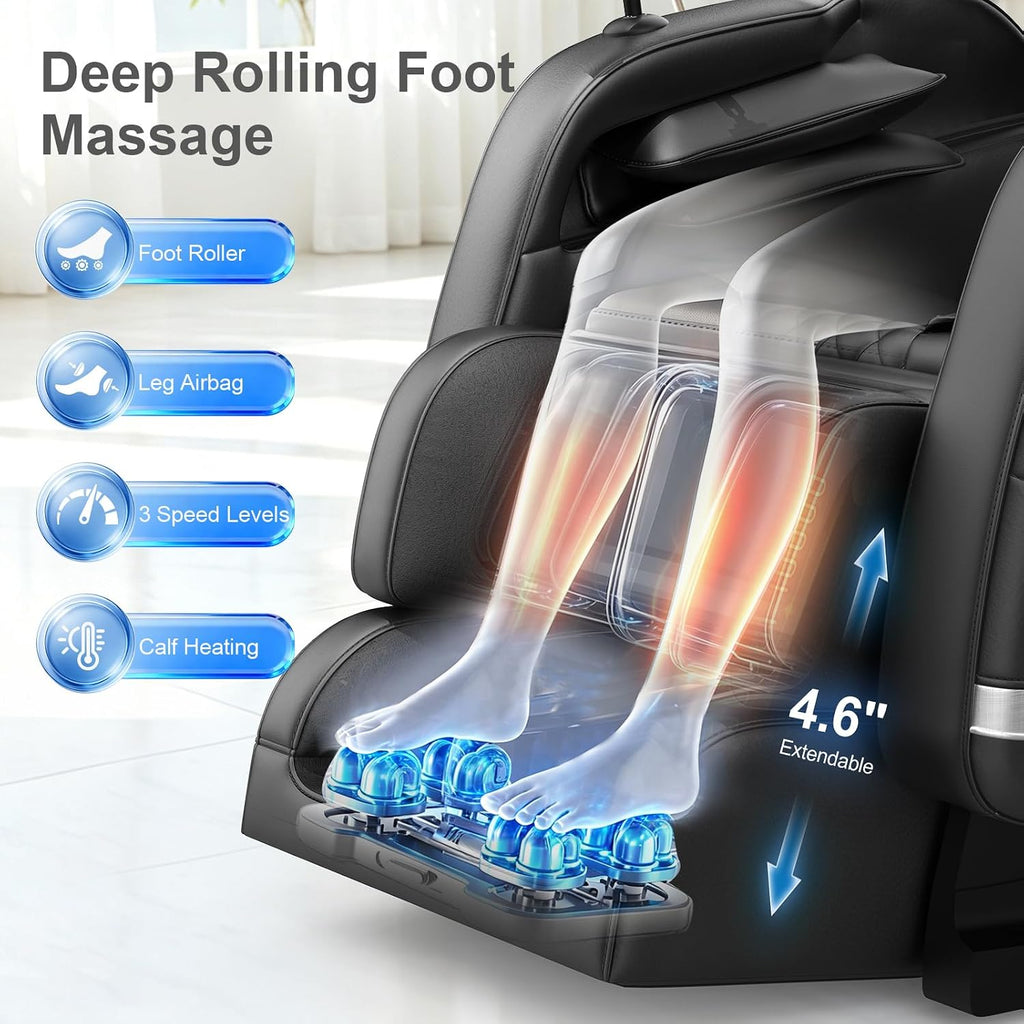 2026 SL Track Massage Chair Full Body, Zero Gravity Recliner | 12 Fix Rollers, 8 Airbags, 15 Auto Programs, Foot