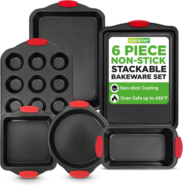 Pans Set - 6 Piece Bakeware with Nonstick Carbon Steel for Easy Release and Cleanup, Durable and Versatile Design