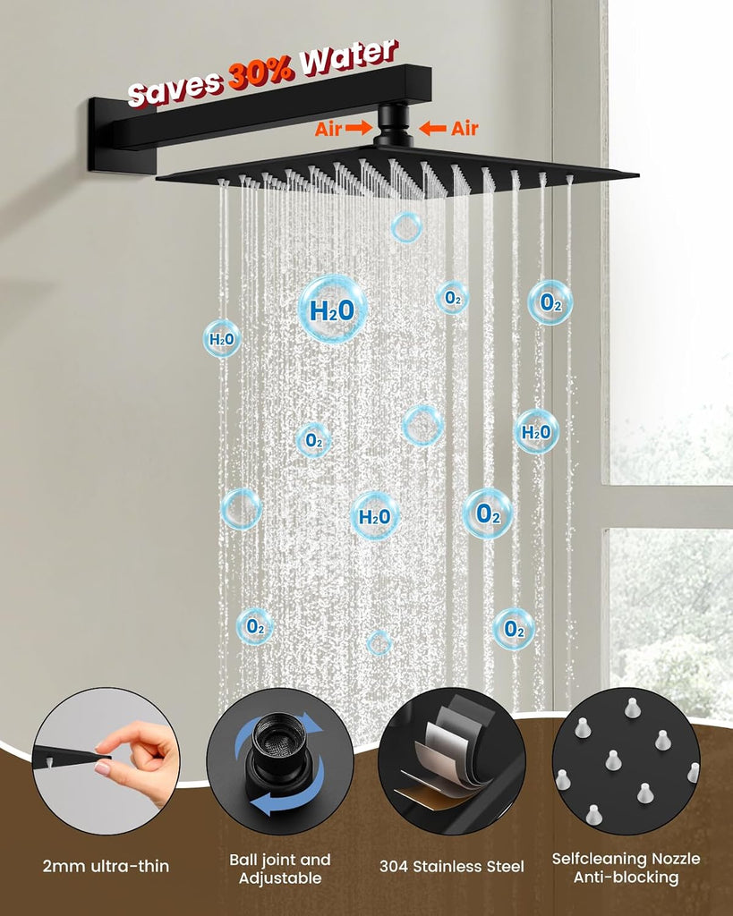 Rainfall Bathroom Shower System Rain Shower Head and Handle Set Wall Mounted Shower Complete Combo Solid Brass