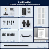 28in x 84in Bifold Barn Door, Frosted Glass Barn Door with Hardware Kit Included, Pre-Drilled Holes 