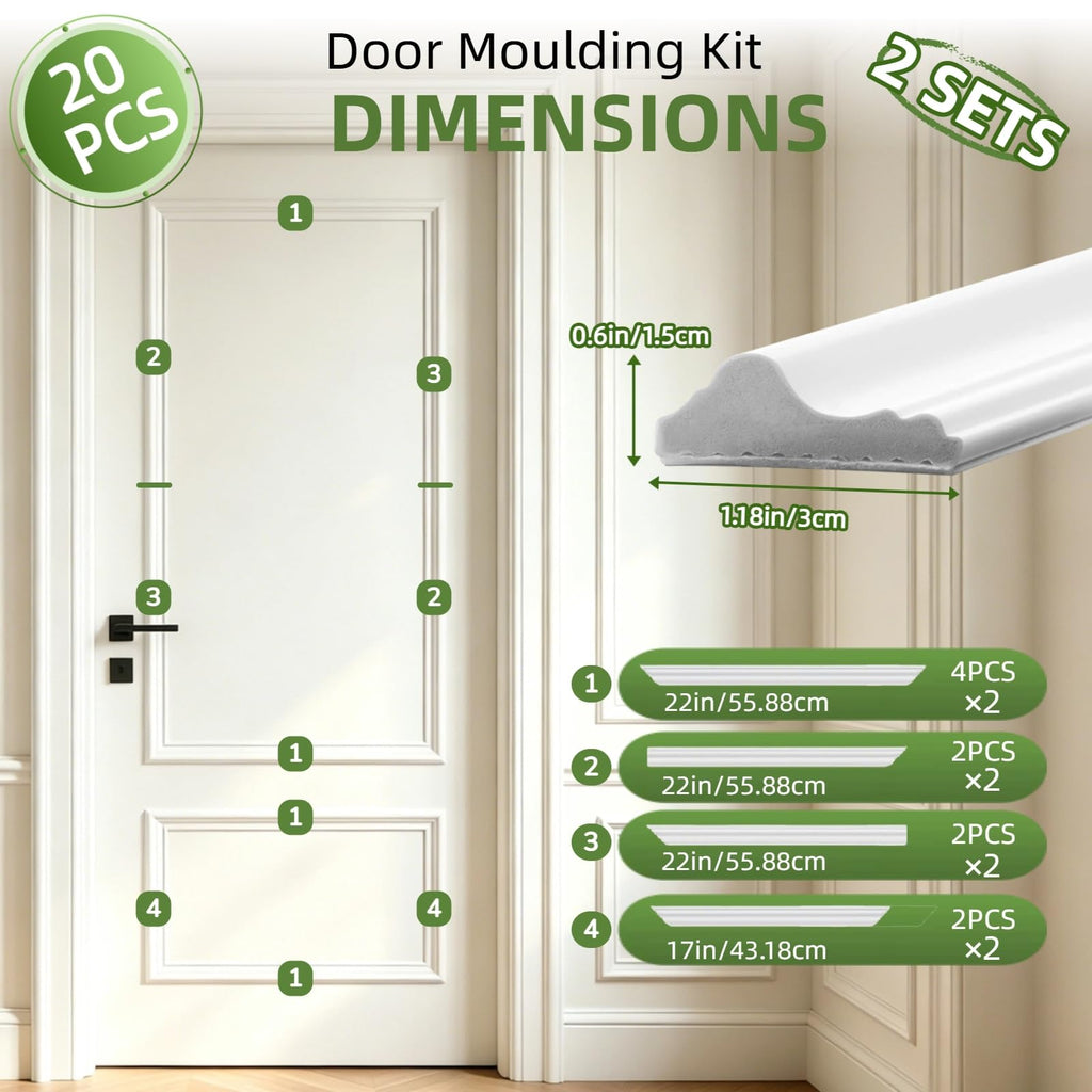 Peel and Stick Door Moulding Kit, 2 Frames 2 Sets