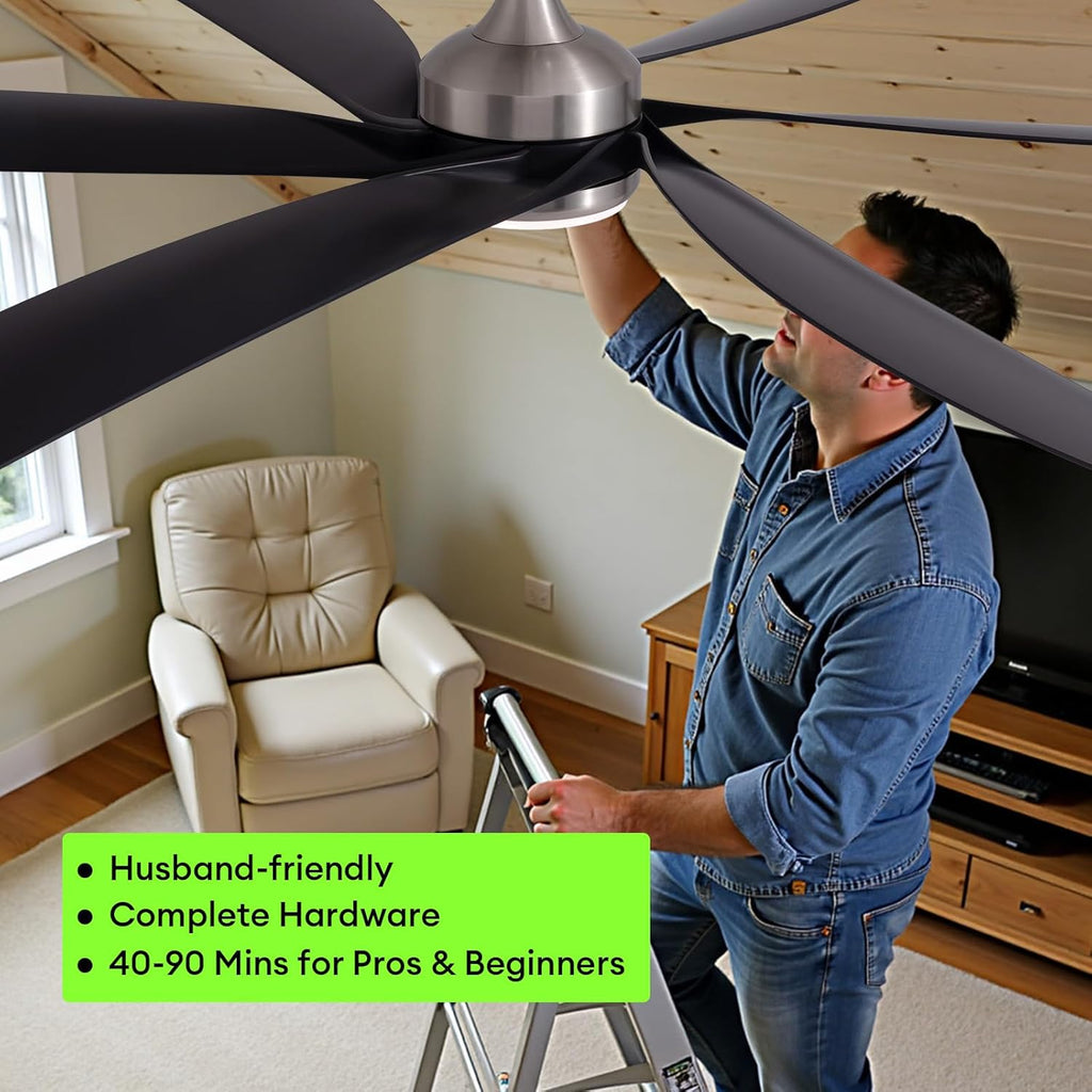 64 Inch Ceiling Fans with Lights,Indoor and Outdoor Modern Ceiling Fans with Lights and Remote