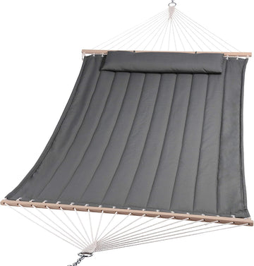 Heavy Duty Hanging Tree Hammock, 475 lbs Capacity, Gray | Two Person Hammock with Large Soft Pillow, Tree Hooks