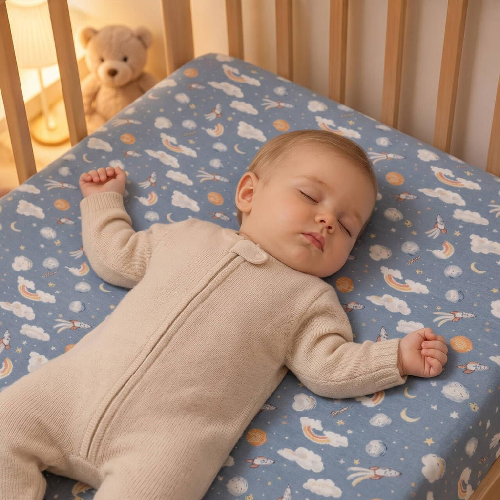 2 Pack Flannel Fleece Crib Sheets, Space