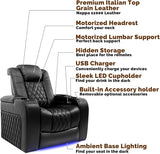 Tuscany XL Big & Tall Theater Seating - 400lb Capacity, Extra 26" Wide Power Recliner with Italian Leather