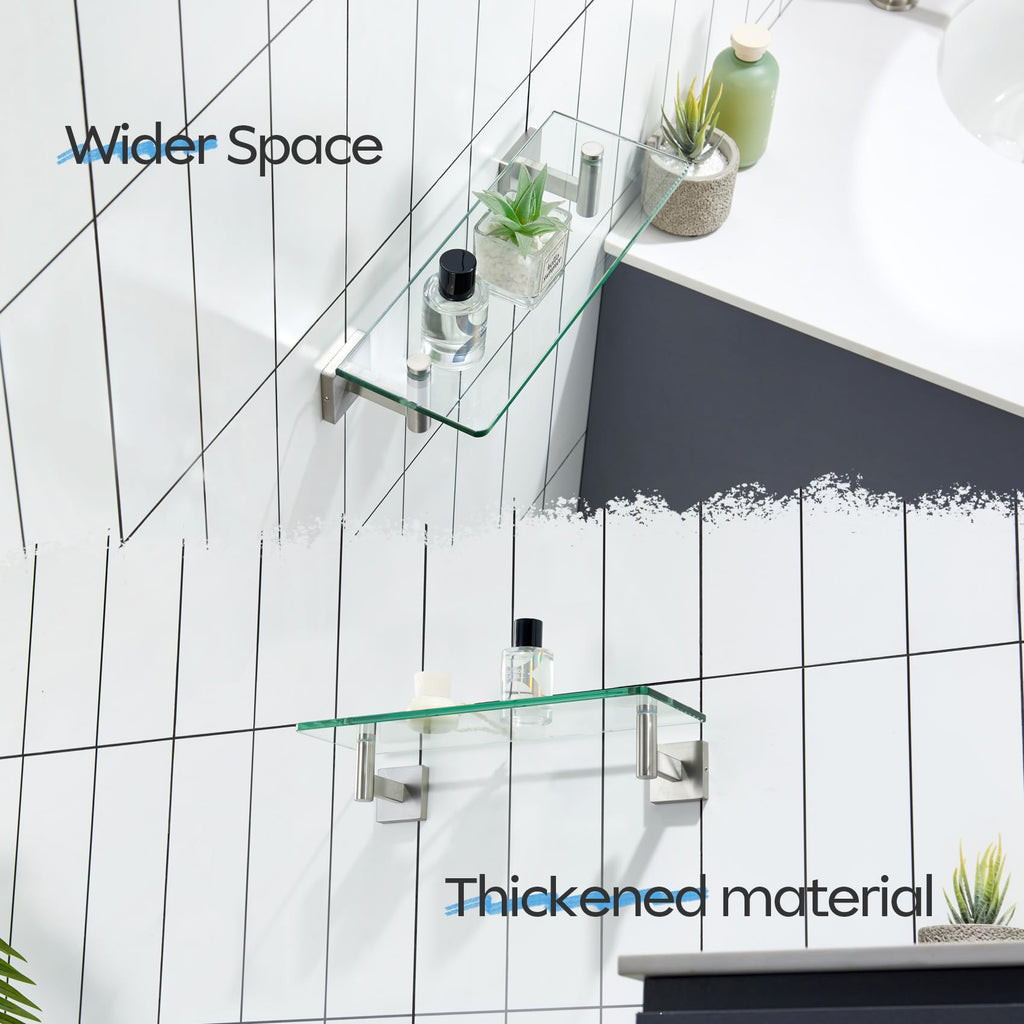 Floating Shelf Bathroom Wall Mount Shelves 12-Inch, Small Hanging Rack Brushed Stainless Steel
