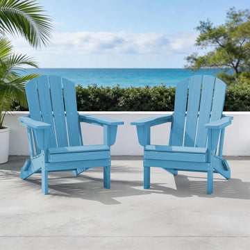 Outdoor Patio Chair, HDPE Plastic Adirondack Chair(2PC)