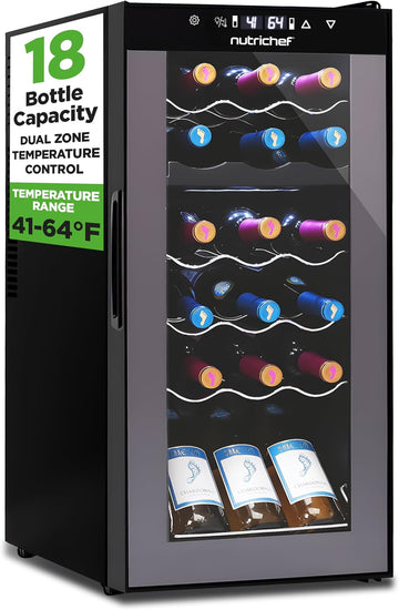 PKCWCDS188 Freestanding Wine Fridge, 18 Bottle Dual Zone Beverage Cooler for Home & Office, 32x13x19 inches