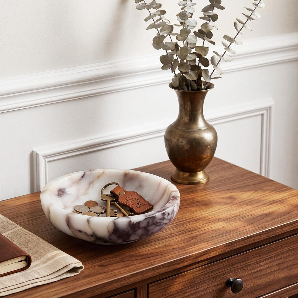 7.8 Inch Natural Luxury Marble Bowl, Calacatta Viola Marble Tray Decoration, Entryway Key Bowl, Decorative Jewelry