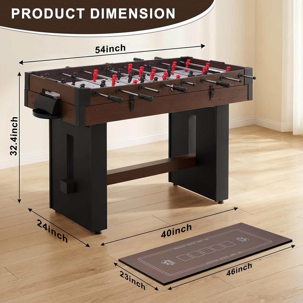 4-in-1 Multi Game Table, 54" Combination Game Table Set, Combo Games Table with Air Hockey, Table Tennis, Foosball