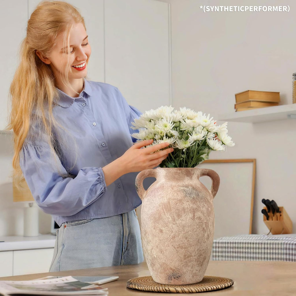 Brown Ceramic Vase-Boho Decorative Vase,Terracotta Tall Vases Decorative Pottery are Suitable