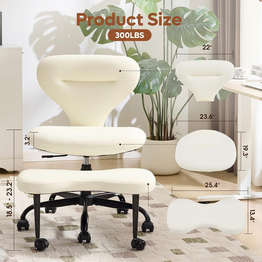 Ergonomic Cross Legged and ADHD Meditation Chair with Silent Wheels for Home Office Desk Chair and Yoga, Wider