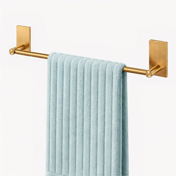 Gold Towel Bar 16-Inch, Adhesive Stick On Bath Towel Rack No Drill, Strong Adhesion Tape Mount Towel Holder