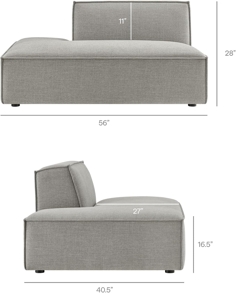 Restore Performance Fabric Upholstered 4-Piece Modular L-Shaped Armless Sectional Sofa in Pewter - Low Profile Couch