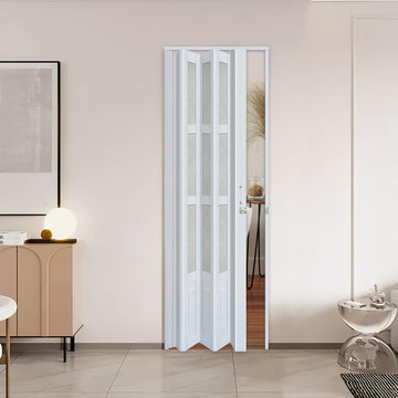 36" x 80" PVC Accordion Door with Lock and Handle, White