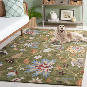 Area Rug - Jardin - Large - Green & Blue, Handmade Wool