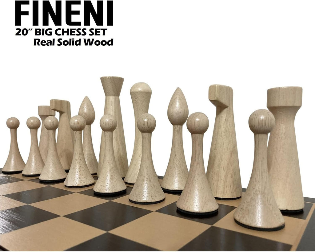 Luxurious 20 inch Real Luxurious Original Colored Solid Wooden Chess Set. Durable Handmade Chess Board Game Sets - Set of 34
