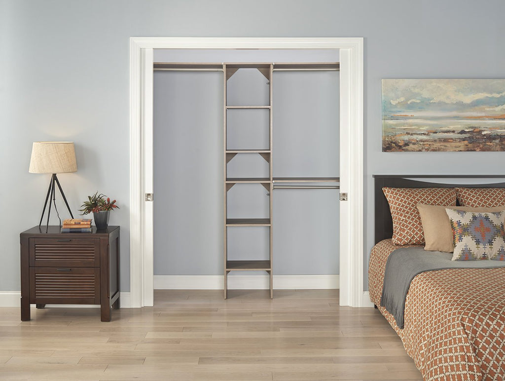 SuiteSymphony 16-Inch Closet Organizer with Shelves, Natural Gray