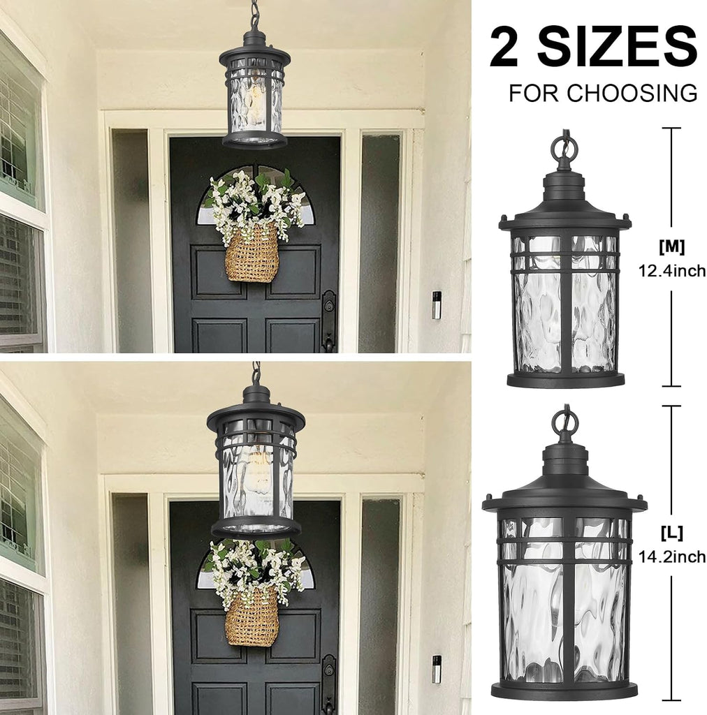 Outdoor Pendant Lights for Porch, Outdoor Chandelier Hanging Porch Lights Outside Ceiling Mount Aluminum with Water
