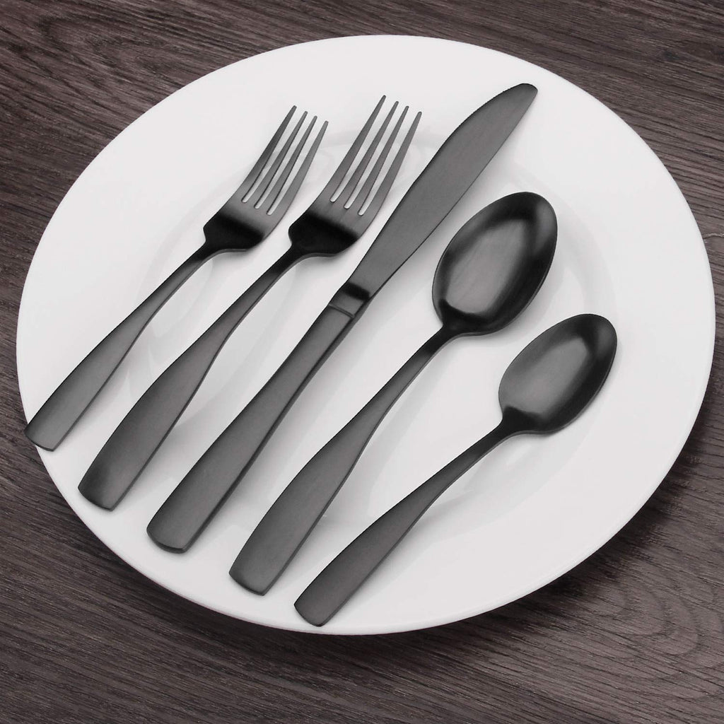 Matte Black Silverware Set, 20-Piece Stainless Steel Flatware Set, Kitchen Utensil Set Service for 4, Tableware