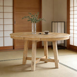 42"-58" Extendable Dining Table for 4-6, Solid Wood Oval Dining Kitchen Table with Removable Leaf, Farmhouse Circle
