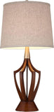 St. Claire Mid Century Modern Table Lamp 30 3/4" Tall Wood Brown Open Vase Taupe Fabric Drum Shade Living Room House