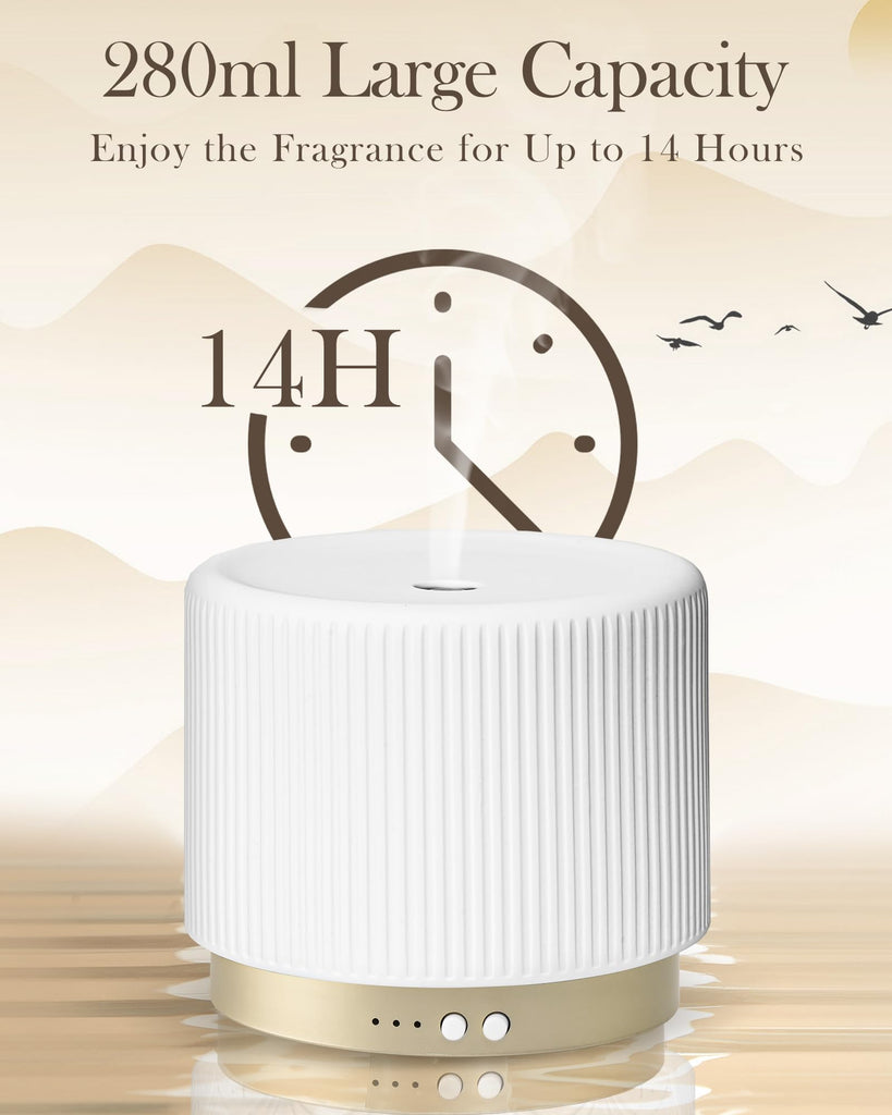 Essential Oil Diffuser - 280ml Ceramic Diffuser for Large Room & Commercial Use, 2.4MHz Aromatherapy Diffuser with