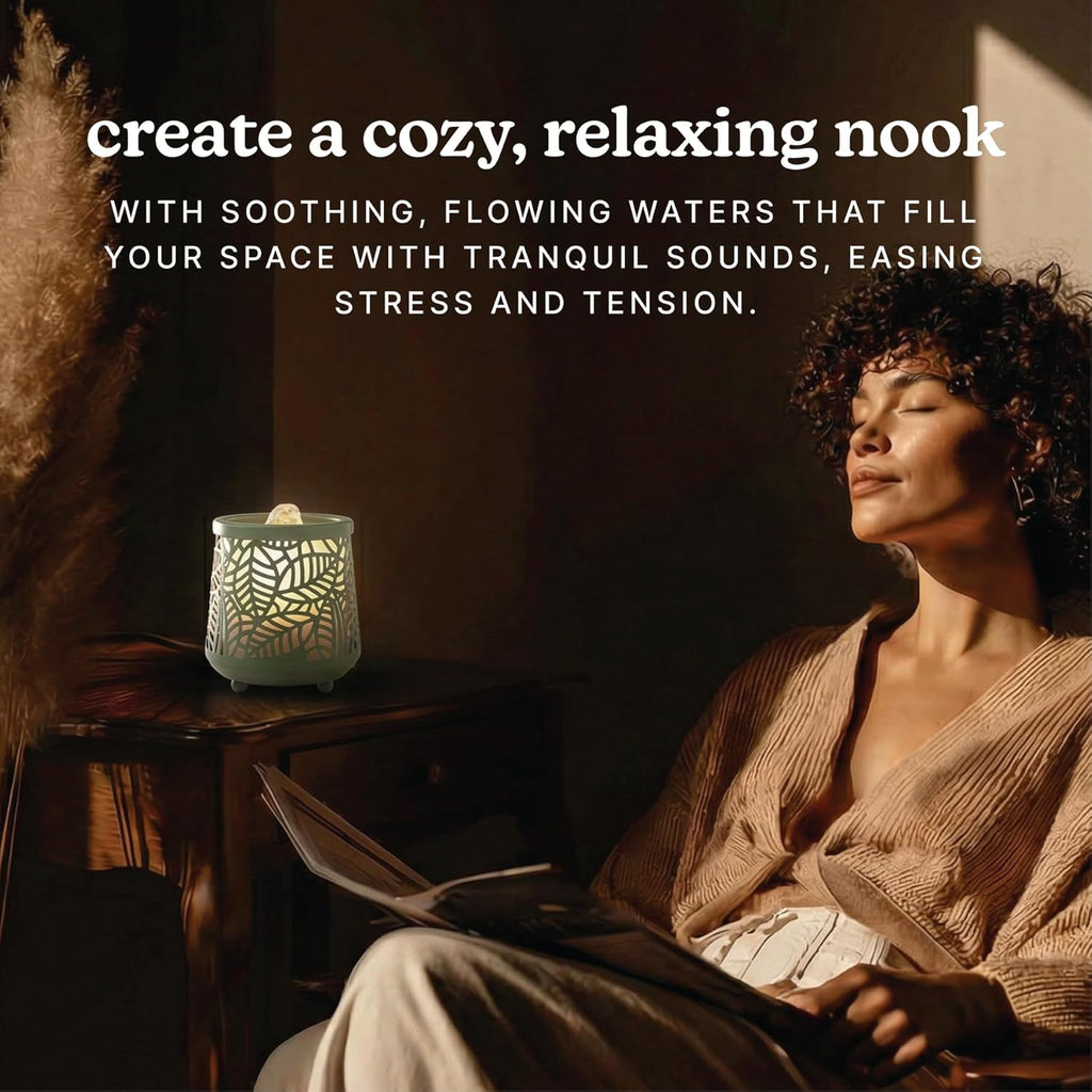 Indoor Relaxation Fountain with Light & Natural Sound, Tabletop Water Fountain or Office, Small Indoor Water Fountain